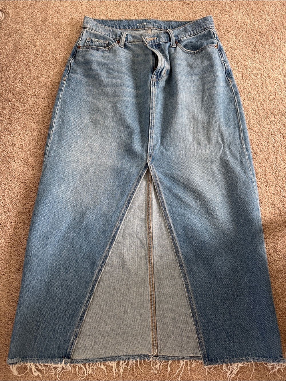 Old Navy Light Blue Denim Straight Leg Skirt with Front Slit